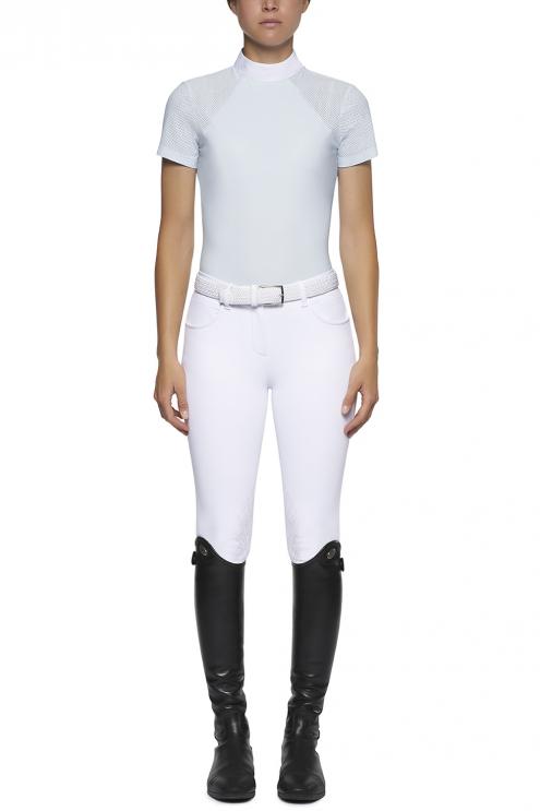 Koszula konkursowa Jersey w/perforated sleeves S/S biała 