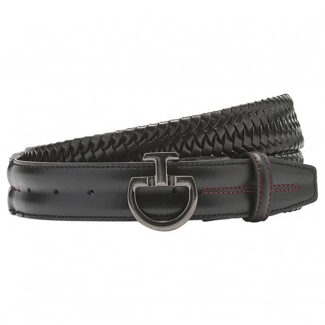 Pasek Men's Elastic Leather Belt czarny/bordo