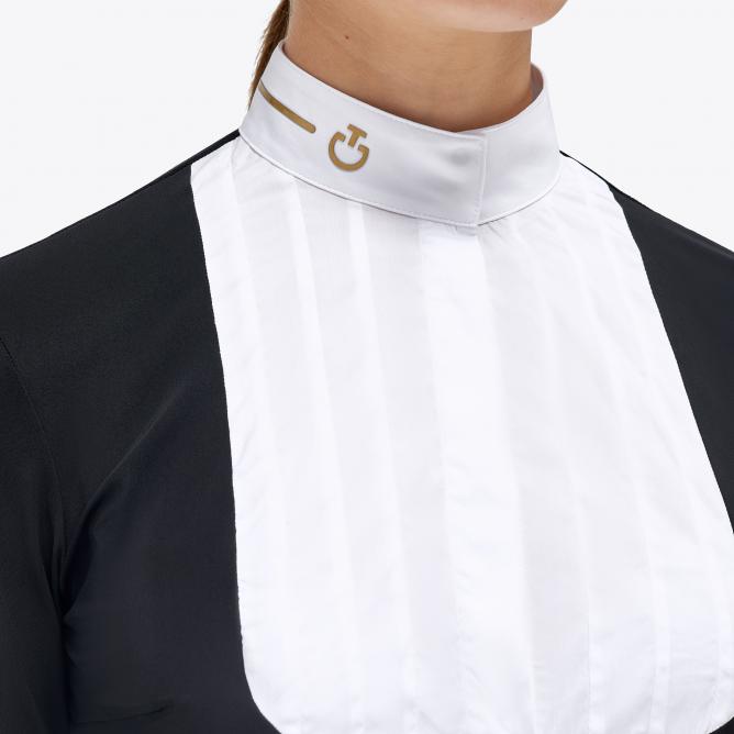 Koszula konkursowa Revo Pleated Cotton Bib Tech Knit L/S Competition Shirt czarna/gold logo 