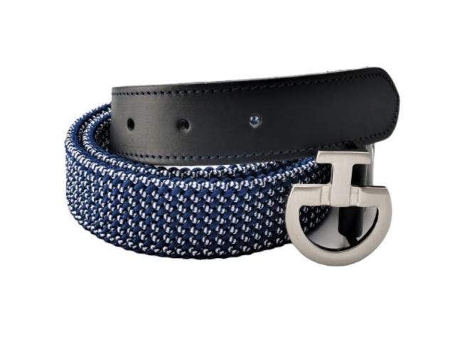 Pasek Women's Bicolor Elastic Belt CT Clasp royal blue/pepitka