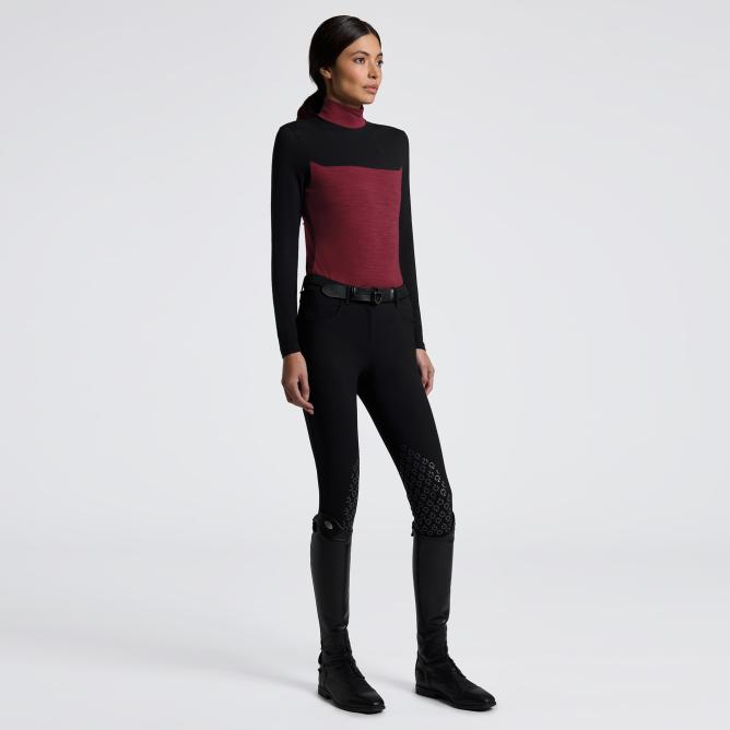 Golf CT L/S Tech Wool Training Polo bordo/czarny 