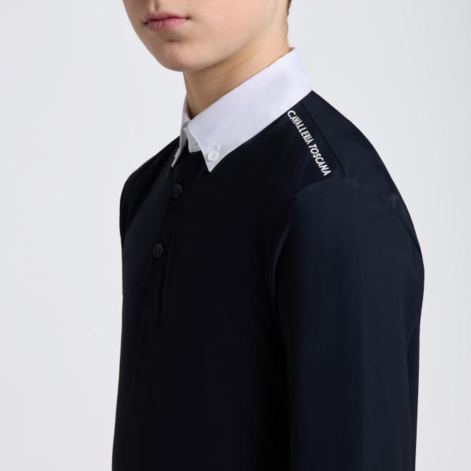 Koszula konkursowa chłopięca CT Jersey Print Logo L/S Competition Shirt  granatowa 