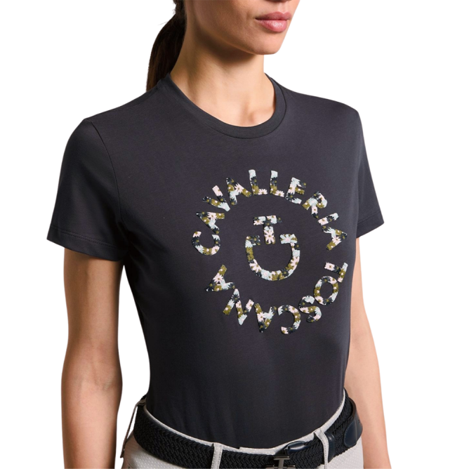 T-shirt damski CT w/Floral Embroidery charcoal   
