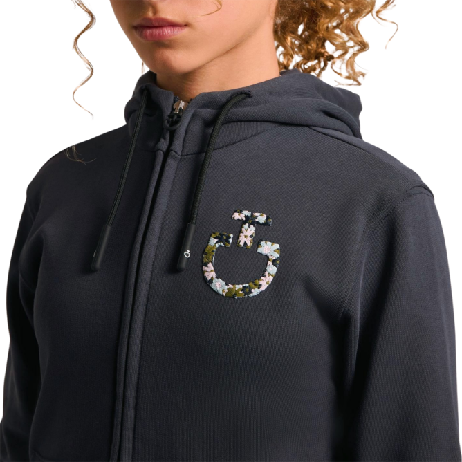 Bluza dziecięca bawełniana CT Cotton w/Floral Embroidery Logo Zip charcoal 