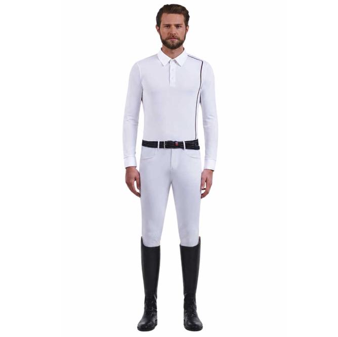 Koszula konkursowa męska Side Piping L/S Competition Polo biała
