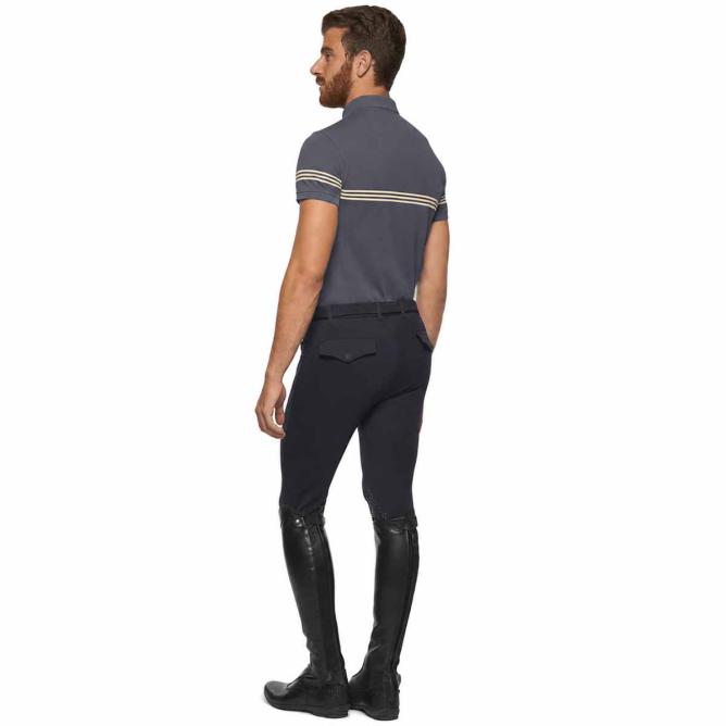 Koszulka bawełniana męska Cotton S/S Training Polo granat 
