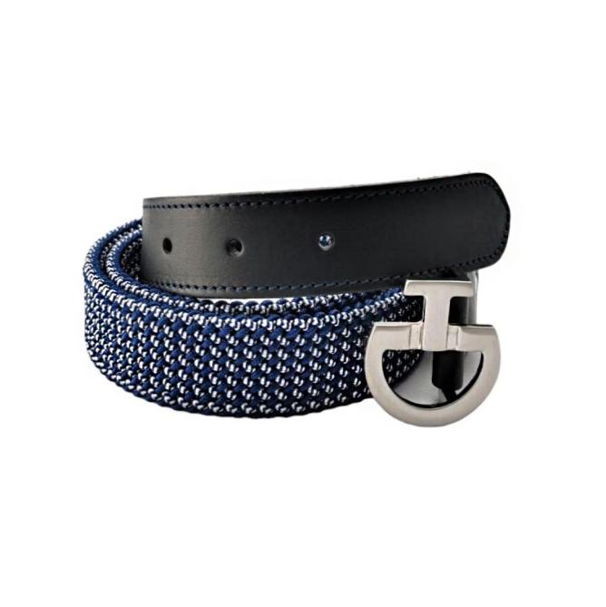 Pasek jeździecki damski Women's Bicolor Elastic Belt CT Clasp royal blue/pepitka