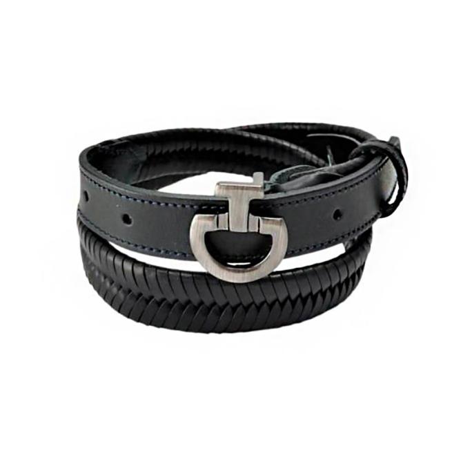 Pasek jeździecki damski Women's Leather Belt granatowy