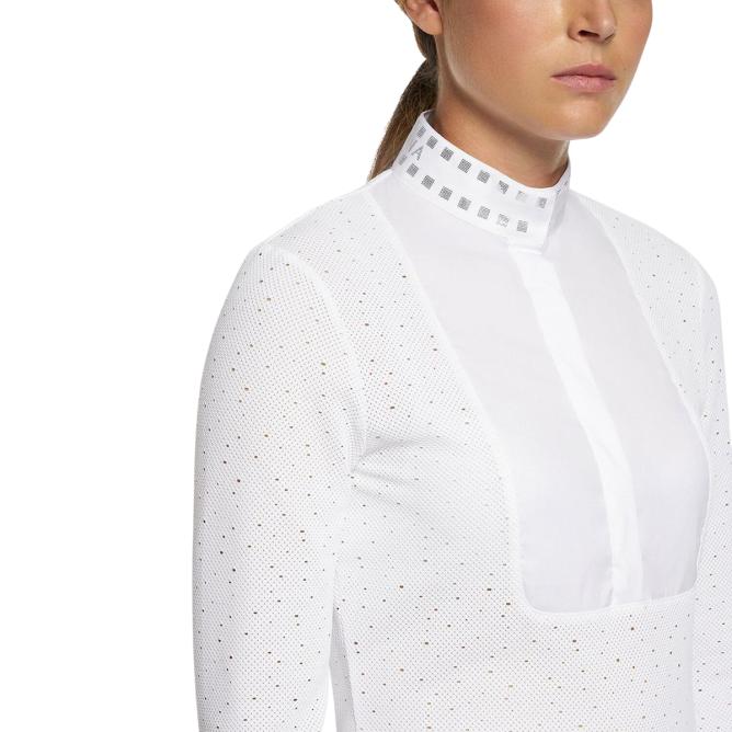 Koszula konkursowa damska Micro Sequins L/S Competition Shirt biała