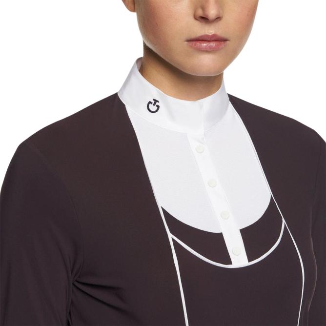 Koszula konkursowa damska Tech Jersey Pique Button L/S Competition Shirt aubergine
