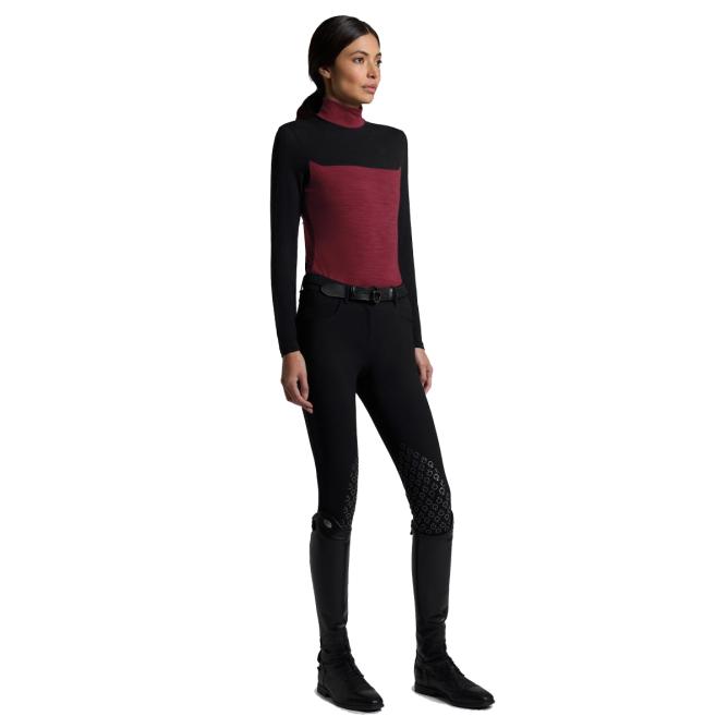 Golf damski CT Tech Wool Training Polo L/S bordo/czarny 