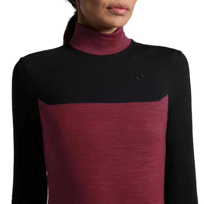Golf damski CT Tech Wool Training Polo L/S bordo/czarny 