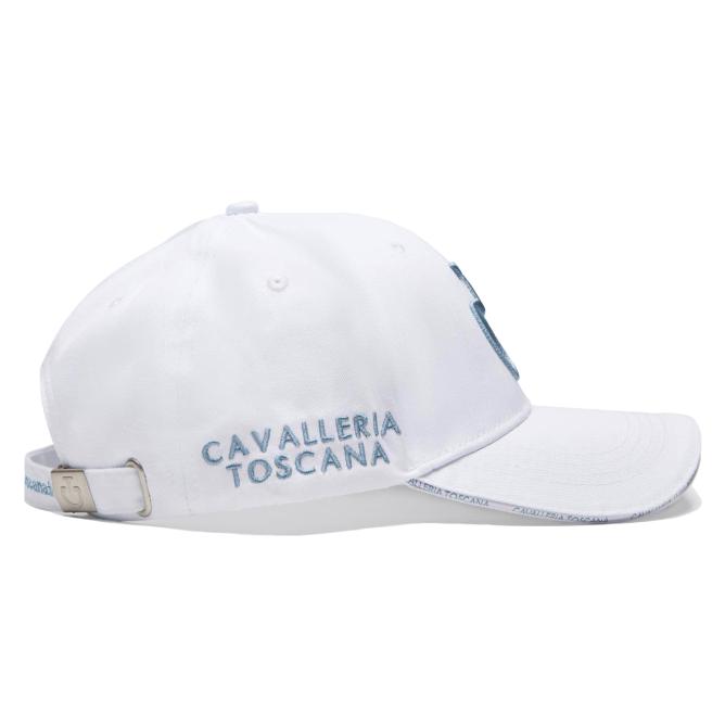Czapka z daszkiem CT biała z logo niebieskim 