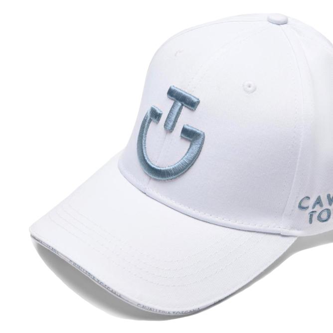 Czapka z daszkiem CT biała z logo niebieskim 