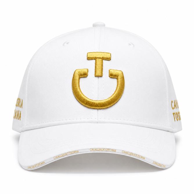 Czapka z daszkiem CT biała logo złote