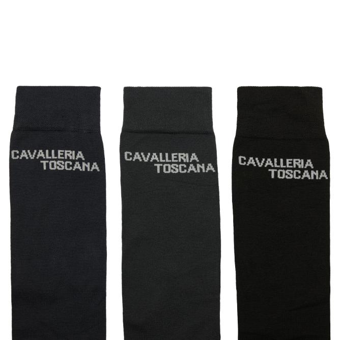 Skarpety jeździeckie Cavalleria Toscana Jacquard Logo - zestaw 3 par w odcieniach ciemnoszarych    (1)