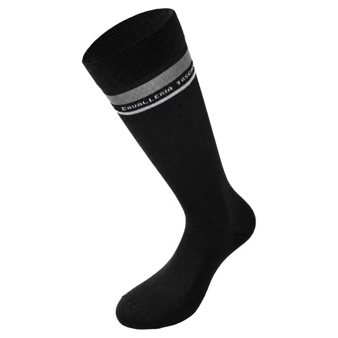 Skarpety jeździeckie Cavalleria Toscana Embroidered CT Stripe - czarne (1)