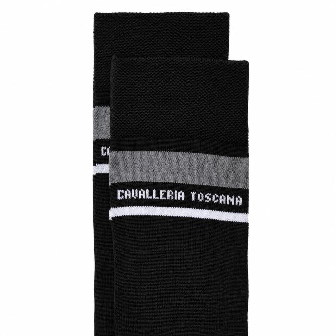 Skarpety jeździeckie Cavalleria Toscana Embroidered CT Stripe - czarne (3)