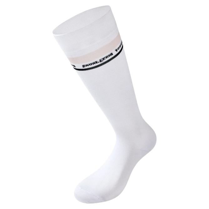 Skarpety jeździeckie Cavalleria Toscana Embroidered CT Stripe - białe  (1)