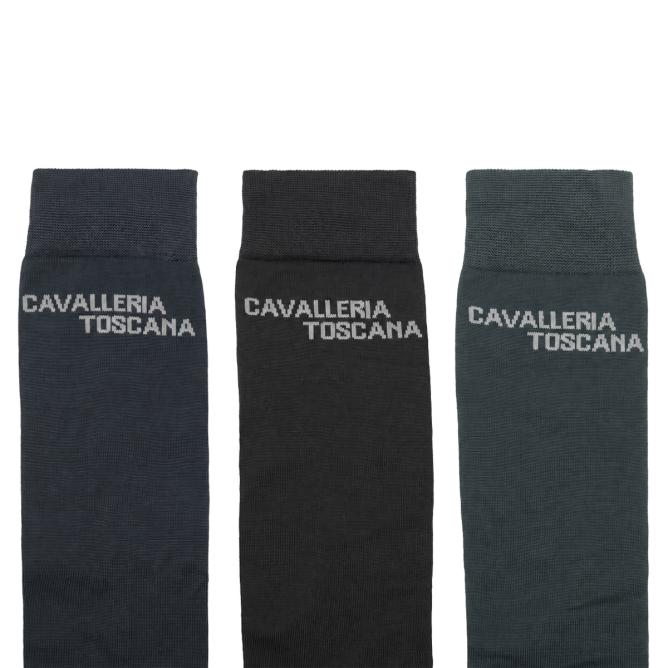 Skarpety jeździeckie Cavalleria Toscana CT Jacquard Logo - zestaw 3 par: grafitowe, czarne i ciemnoszare (2)