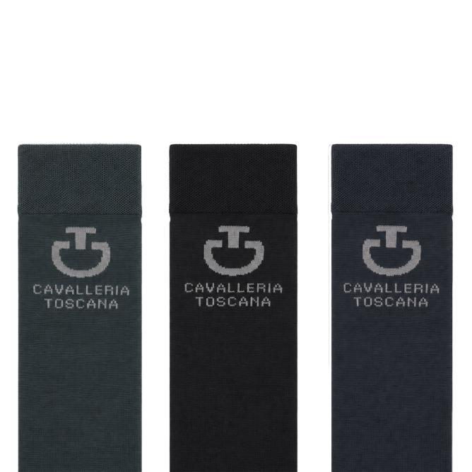 Skarpety jeździeckie Cavalleria Toscana CT Jacquard Logo - zestaw 3 par: ciemnoszare, czarne i grafitowe (2)