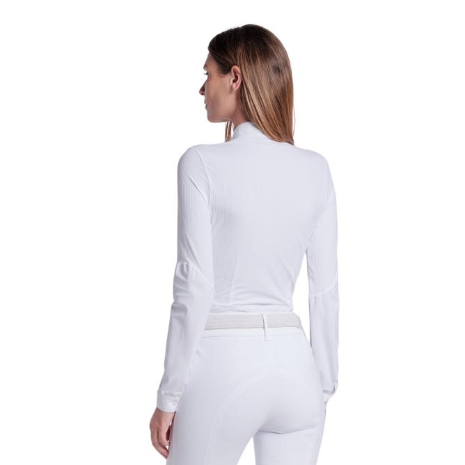 Koszula konkursowa damska Cavalleria Toscana CT with Striped Insert długi rękaw biała (3)