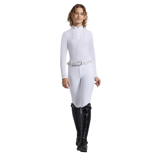 Koszula konkursowa dziewczęca RG Rider's Gene Jersey with Strass Zip dług rękaw biała (1)