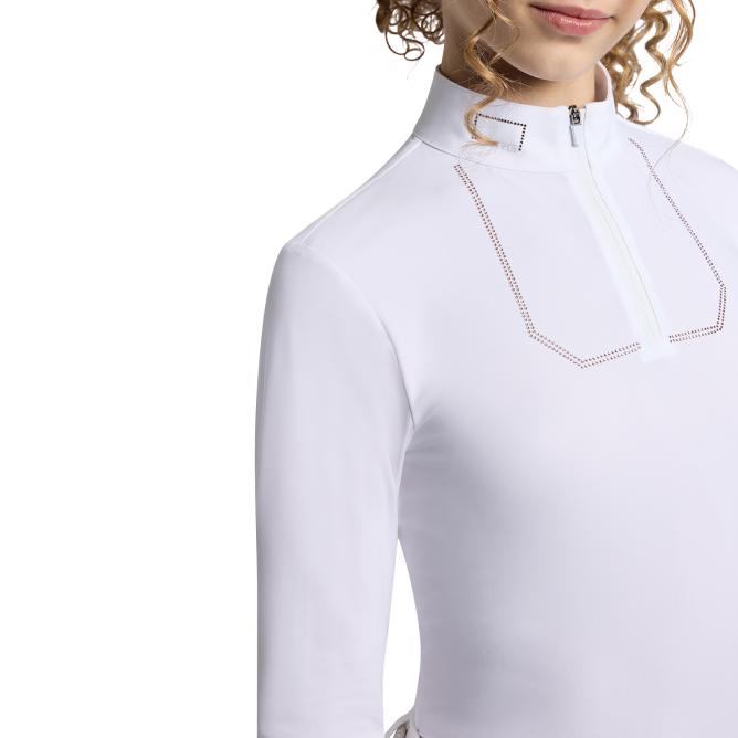Koszula konkursowa dziewczęca RG Rider's Gene Jersey with Strass Zip dług rękaw biała (3)