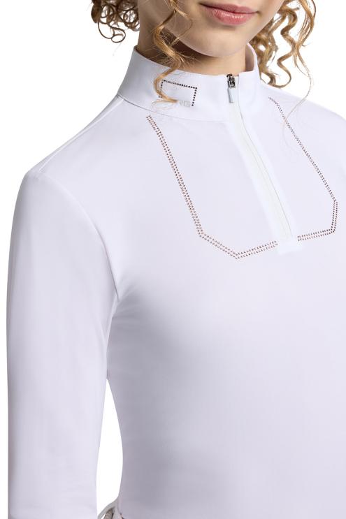 Koszula konkursowa dziewczęca RG Rider's Gene Jersey with Strass Zip dług rękaw biała (4)