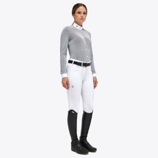 Koszula konkursowa Tech Piquet L/S Competition Shirt biała/czarne prążki