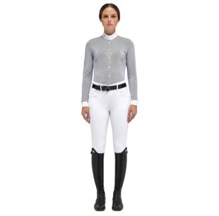 Koszula konkursowa Tech Piquet L/S Competition Shirt biała/czarne prążki