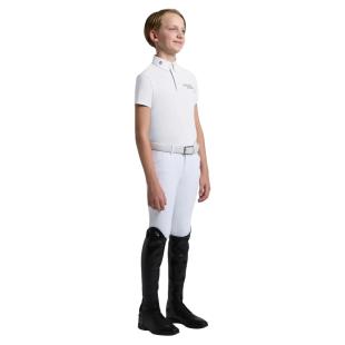 Koszula konkursowa chłopięca CT Jersey w/Embroidery Script Logo S/S Competition Polo Young Rider biała 