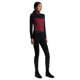 Golf damski CT Tech Wool Training Polo L/S bordo/czarny 