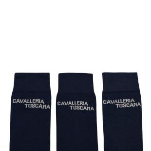 Obrazek dla: Skarpety jeździeckie Cavalleria Toscana Jacquard Logo  zestaw 3 par,  granatowe 