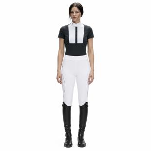 Obrazek dla: Koszula konkursowa damska Cavalleria Toscana Embossed Stripe w/bib krótki rękaw granatowa