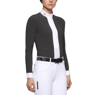 Obrazek 2 dla: Koszula konkursowa damska Cavalleria Toscana Pleated Jersey długi rękaw stone grey 