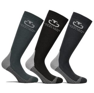 Obrazek dla: Skarpety jeździeckie Cavalleria Toscana CT Jacquard Logo  zestaw 3 par: ciemnoszare, czarne i grafitowe