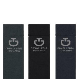Obrazek 2 dla: Skarpety jeździeckie Cavalleria Toscana CT Jacquard Logo  zestaw 3 par: ciemnoszare, czarne i grafitowe