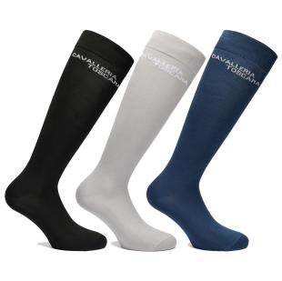 Obrazek dla: Skarpety jeździeckie Cavalleria Toscana CT Jacquard Logo  zestaw 3 par: czarne, szare i ciemnoniebieskie