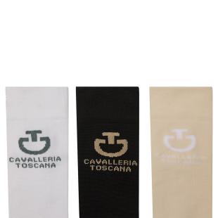 Obrazek 2 dla: Skarpety jeździeckie Cavalleria Toscana  CT Jacquard Logo  zestaw 3 par: białe, czarne i kremowe 